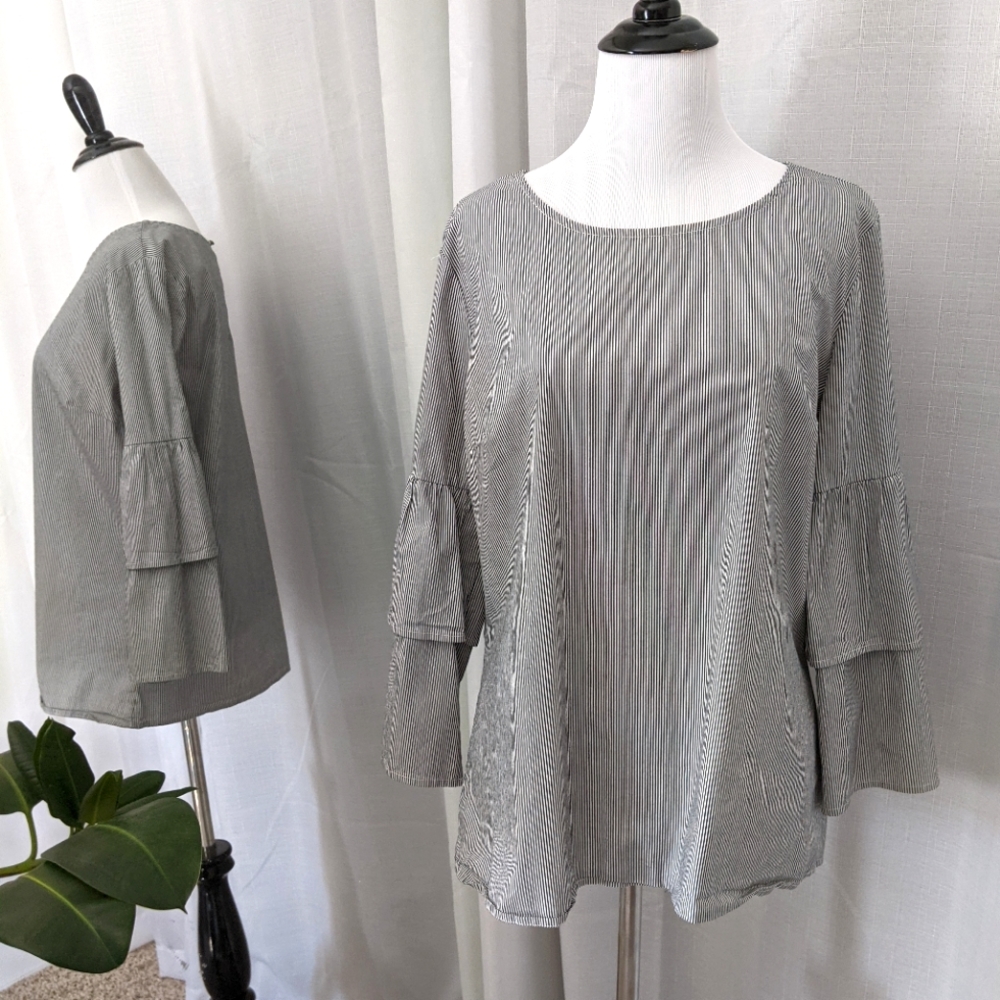 Como Vintage striped bell sleeve blouse